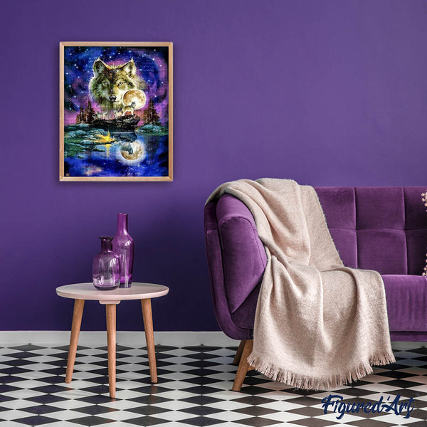 Diamond Painting - Wolves and Lunar Sky