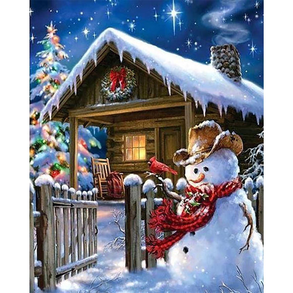 Diamond Painting - Winter House and Snowman