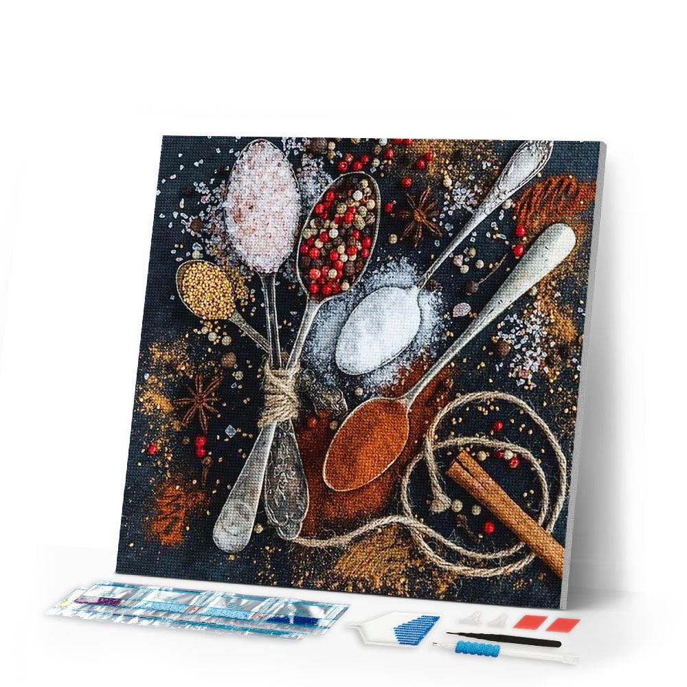 Diamond Painting | Diamond Painting - Spices and Spoons | Diamond Painting kitchen kitchen | FiguredArt