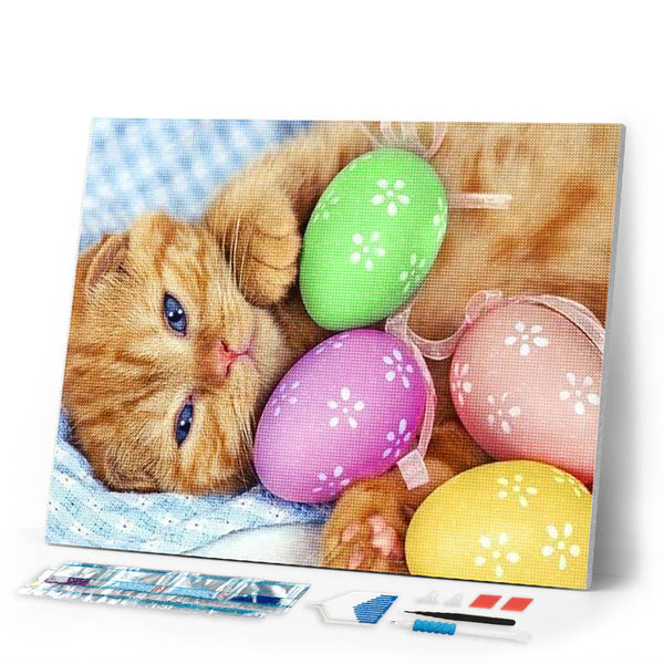 Diamond Painting | Diamond Painting - Cat and Eggs | animals cats Diamond Painting Animals | FiguredArt