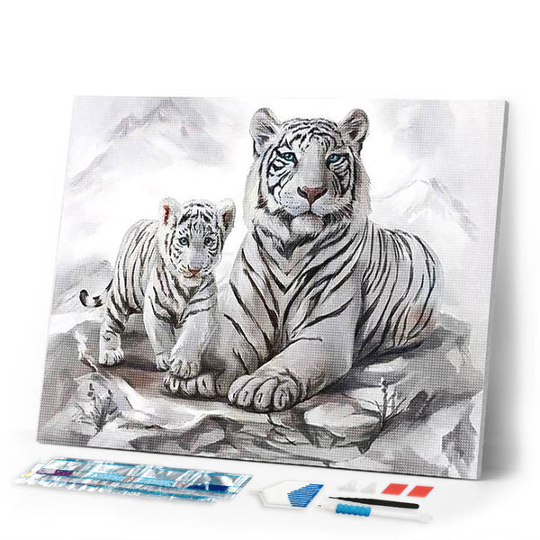 Diamond Painting | Diamond Painting - Tigers in the Snow | animals Diamond Painting Animals tigers winter | FiguredArt