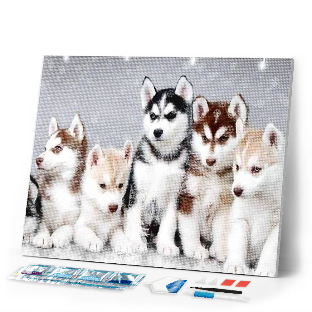 Diamond Painting | Diamond Painting - Little Wolves | animals Diamond Painting Animals rabbits wolves | FiguredArt