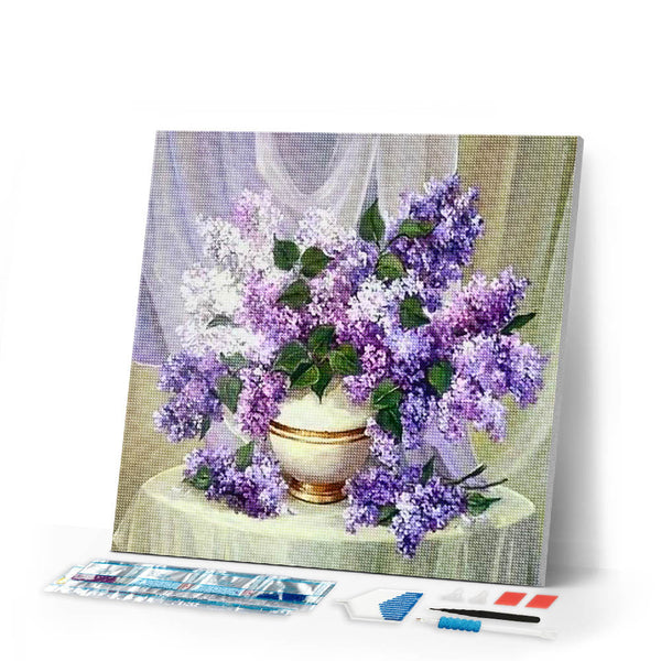 Diamond Painting | Diamond Painting - Vase of Purple Flowers | Diamond Painting Flowers flowers | FiguredArt