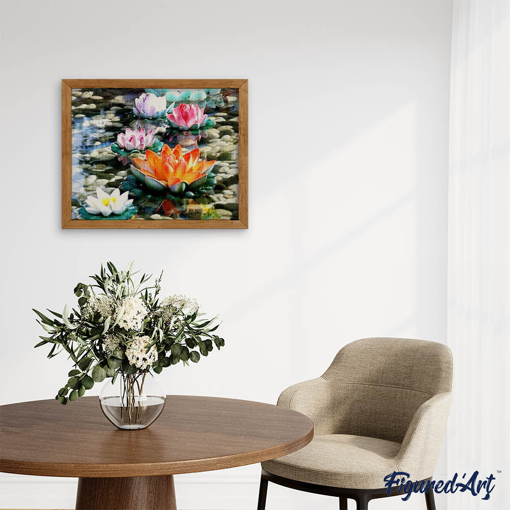 Diamond Painting - Water lilies in Color