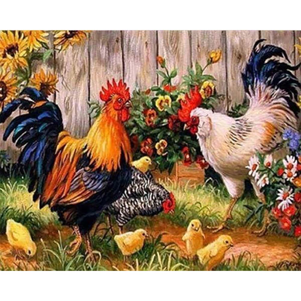 Diamond Painting - Roosters' farm