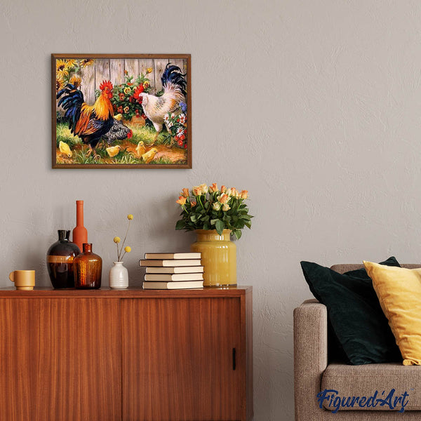 Diamond Painting - Roosters' farm