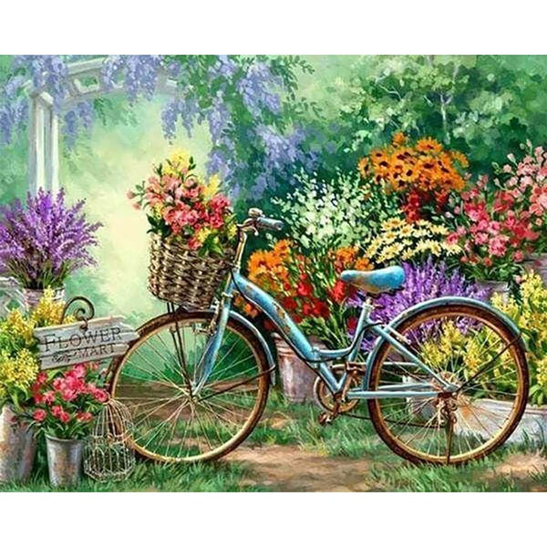 Diamond Painting - Bicycles and Flowers