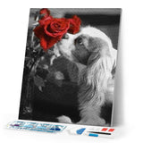 Diamond Painting | Diamond Painting - Dog and Rose | animals Diamond Painting Animals Diamond Painting Flowers dogs flowers | FiguredArt