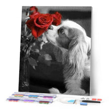Load image into Gallery viewer, Diamond Painting - Dog and Rose