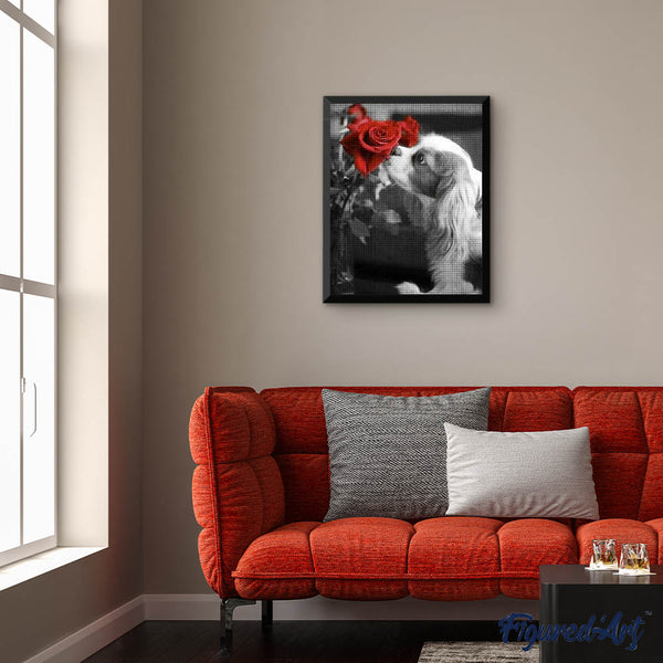 Diamond Painting - Dog and Rose