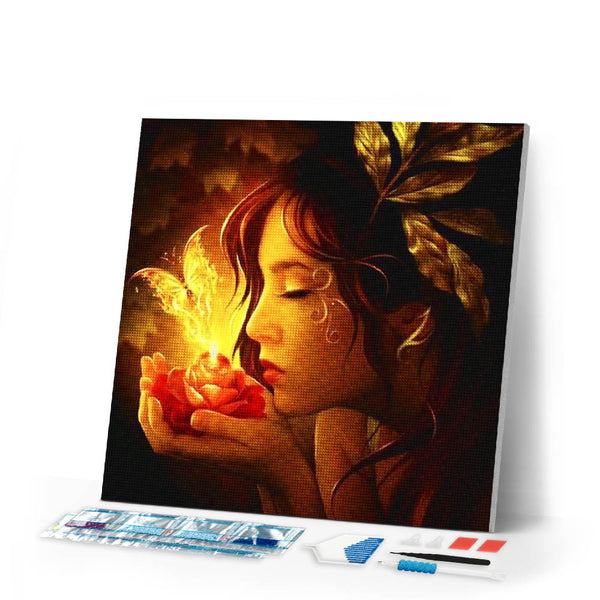 Diamond Painting | Diamond Painting - Woman and Butterfly | animals butterflies Diamond Painting Animals Diamond Painting Romance romance |