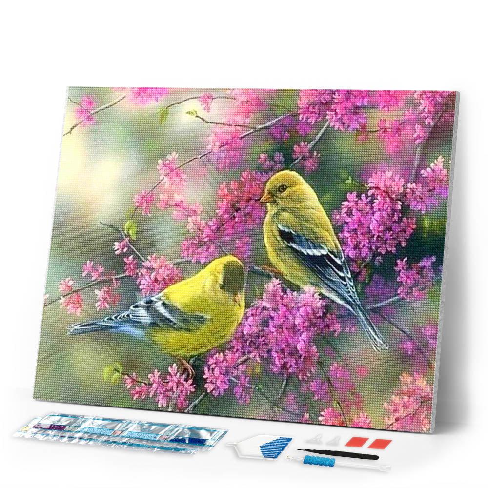 Diamond Painting | Diamond Painting - Flowering branch on Birds | animals birds Diamond Painting Animals | FiguredArt