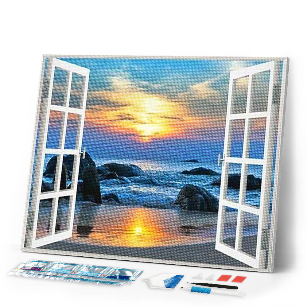 Diamond Painting | Diamond Painting - Sea View Window | Diamond Painting Landscapes landscapes | FiguredArt