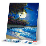 Diamond Painting | Diamond Painting - Full beachfront Moon | Diamond Painting Romance romance | FiguredArt