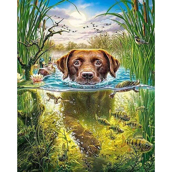 Diamond Painting - Dog in the stream