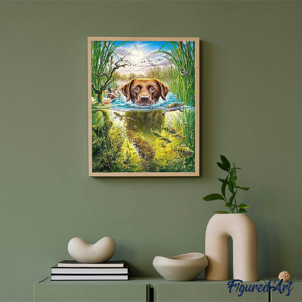 Diamond Painting - Dog in the stream