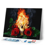 Diamond Painting | Diamond Painting - Fire Skull and Roses | Diamond Painting Flowers flowers | FiguredArt