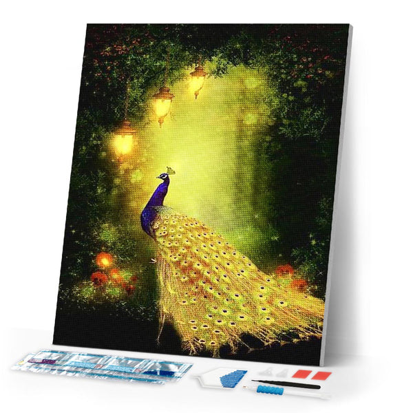 Diamond Painting | Diamond Painting - Peacock and light | animals Diamond Painting Animals peacocks | FiguredArt