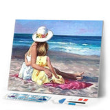 Diamond Painting | Diamond Painting - Family on the Beach | Diamond Painting Landscapes landscapes | FiguredArt