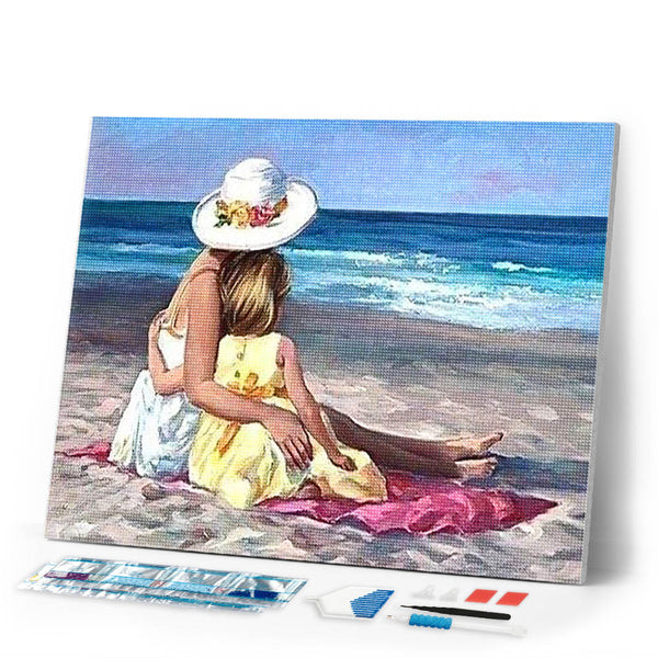 Diamond Painting | Diamond Painting - Family on the Beach | Diamond Painting Landscapes landscapes | FiguredArt