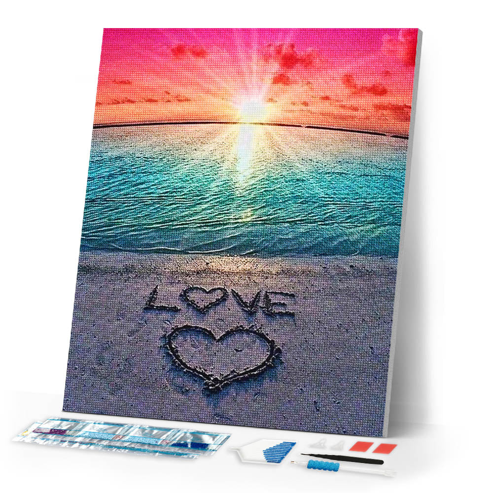 Diamond Painting | Diamond Painting - Love on the sand | Diamond Painting Landscapes landscapes | FiguredArt
