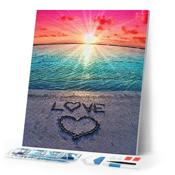 Diamond Painting | Diamond Painting - Love on the sand | Diamond Painting Landscapes landscapes | FiguredArt