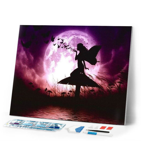 Diamond Painting | Diamond Painting - Fairy and Full Moon | Diamond Painting Romance romance | FiguredArt