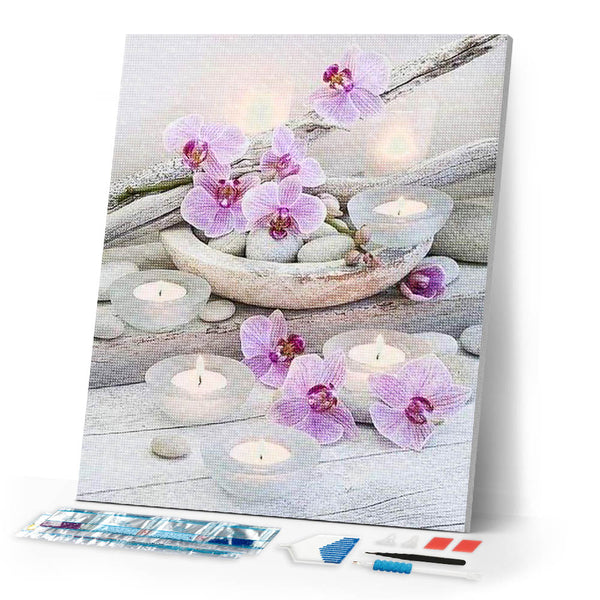 Diamond Painting | Diamond Painting - Flowers and candles | Diamond Painting Flowers flowers | FiguredArt