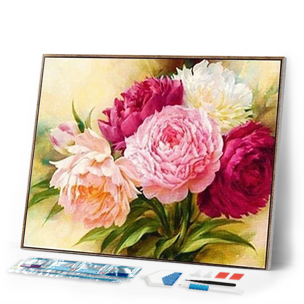 Diamond Painting | Diamond Painting - Flowers shades of pink | Diamond Painting Flowers flowers | FiguredArt