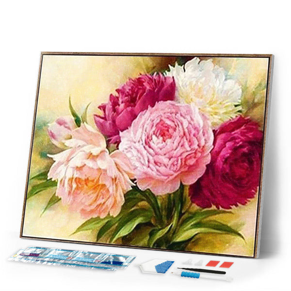 Diamond Painting | Diamond Painting - Flowers shades of pink | Diamond Painting Flowers flowers | FiguredArt