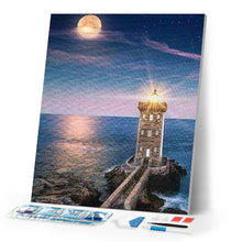 Load image into Gallery viewer, Diamond Painting | Diamond Painting - Lighthouse and Full Moon | Diamond Painting Landscapes landscapes | FiguredArt