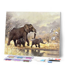 Load image into Gallery viewer, Diamond Painting - Family of Elephants in the savannah