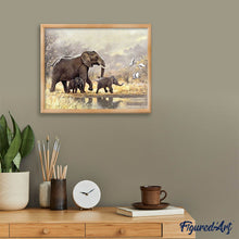 Load image into Gallery viewer, Diamond Painting - Family of Elephants in the savannah