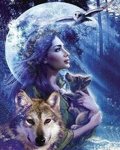 Load image into Gallery viewer, Diamond Painting | Diamond Painting - Women and Wolf | animals Diamond Painting Animals rabbits wolves | FiguredArt