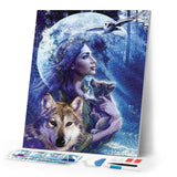 Diamond Painting | Diamond Painting - Women and Wolf | animals Diamond Painting Animals rabbits wolves | FiguredArt