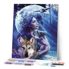 Load image into Gallery viewer, Diamond Painting - Women and Wolf