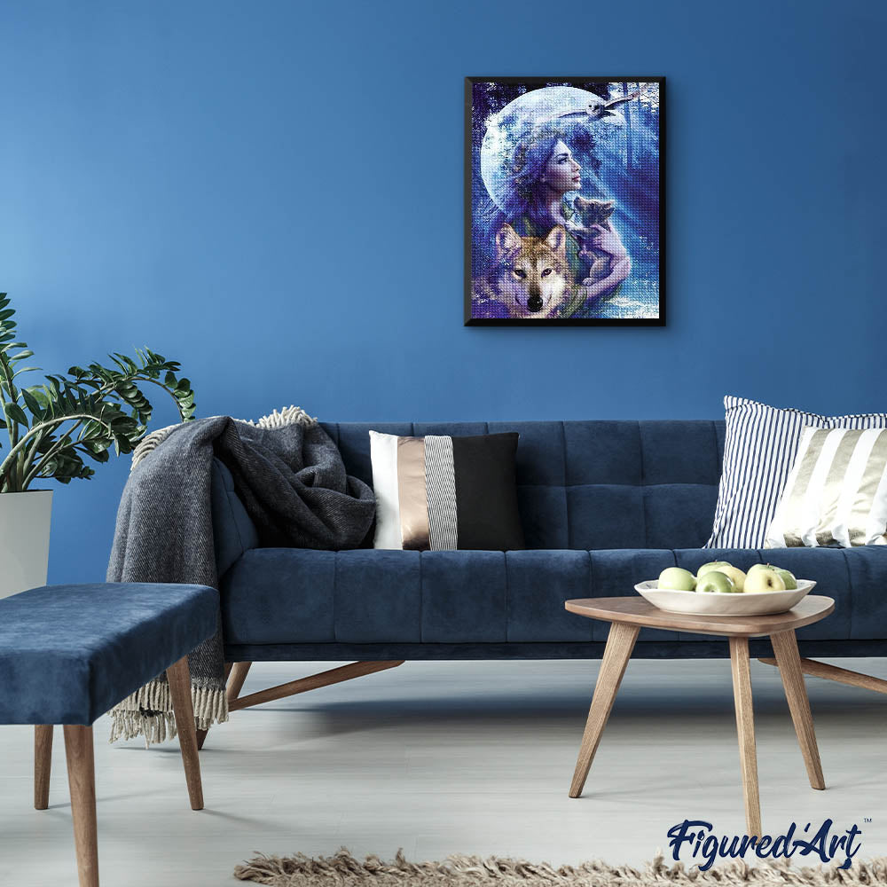 Diamond Painting - Women and Wolf