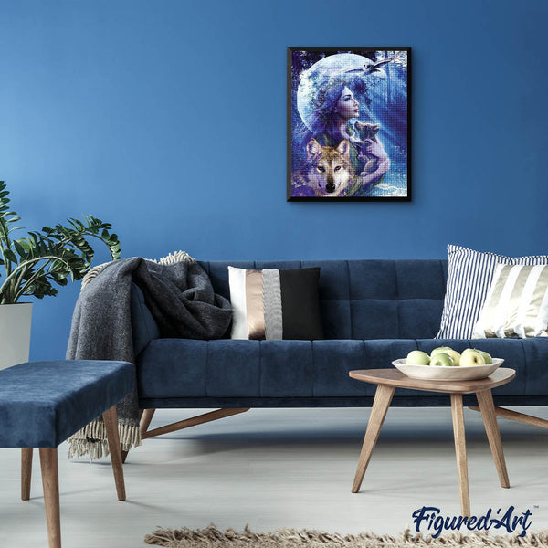 Diamond Painting - Women and Wolf