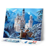 Diamond Painting | Diamond Painting - Castle in Snowy Mountain | castles Diamond Painting Landscapes landscapes mountains | FiguredArt