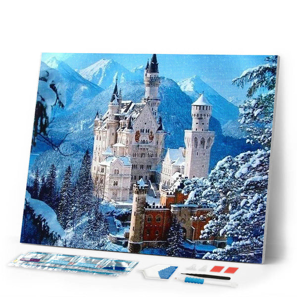 Diamond Painting | Diamond Painting - Castle in Snowy Mountain | castles Diamond Painting Landscapes landscapes mountains | FiguredArt