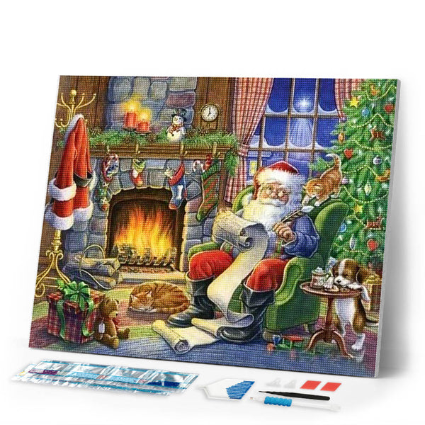 Diamond Painting | Diamond Painting - Santa Claus beside the fireplace | christmas Diamond Painting Religion religion | FiguredArt