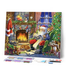 Load image into Gallery viewer, Diamond Painting - Santa Claus beside the fireplace