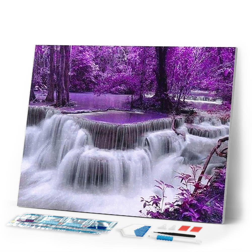 Diamond Painting | Diamond Painting - Purple Waterfall | Diamond Painting Landscapes landscapes | FiguredArt