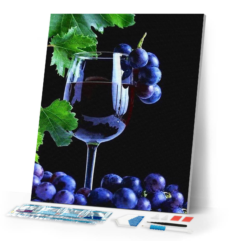 Diamond Painting | Diamond Painting - Bunch of grapes and wine | Diamond Painting kitchen kitchen | FiguredArt