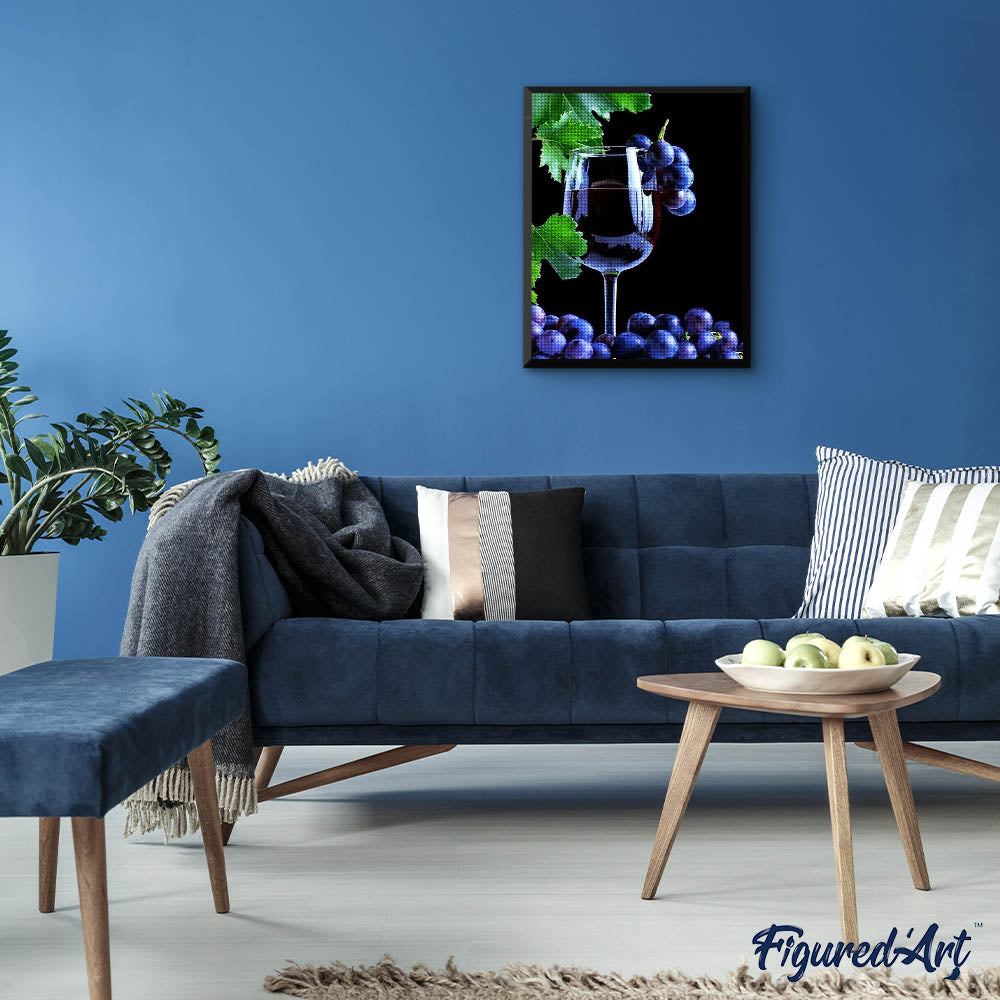 Diamond Painting - Bunch of grapes and wine