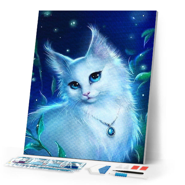 Diamond Painting | Diamond Painting - Cat and Necklace | animals cats Diamond Painting Animals | FiguredArt