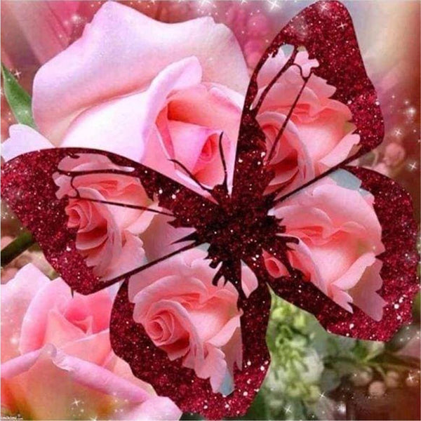Diamond Painting - Butterfly and Rose