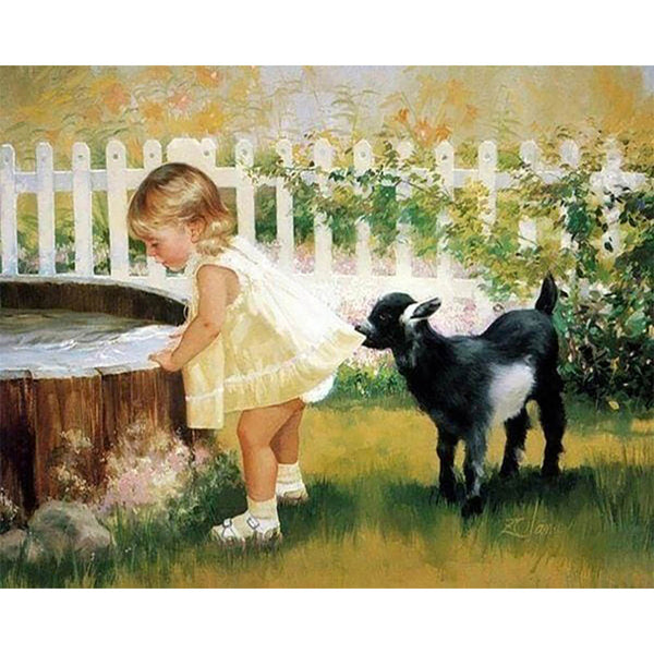 Diamond Painting - Little Girl and Dog