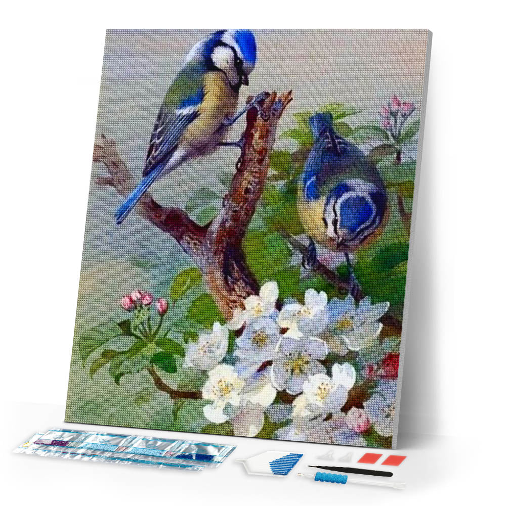 Diamond Painting | Diamond Painting - Tits on branch | Diamond Painting Flowers flowers | FiguredArt