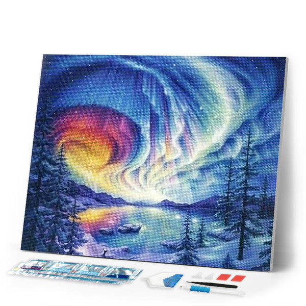 Diamond Painting | Diamond Painting - Lake Landscape Winter | Diamond Painting Landscapes landscapes winter | FiguredArt